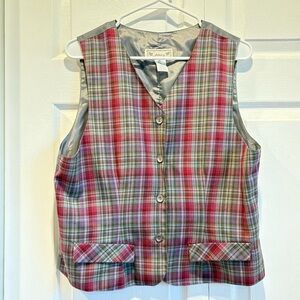Vintage Ashley Multicolor Plaid Button Up Vest - Size Medium